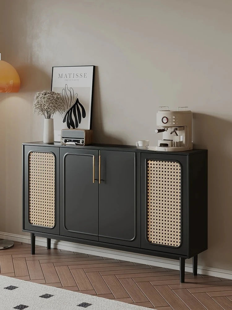 

French retro rattan ultra-thin locker guest dining cabinet American multi-functional entrance cabinet