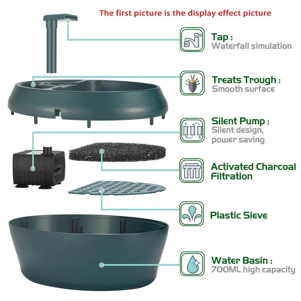 الزواحف الحرباء كانتينا مع حوض الوجبات الخفيفة، نافورة مشروبات منقط الماء للبرمائيات الحشرات السحلية الولايات المتحدة التوصيل HY