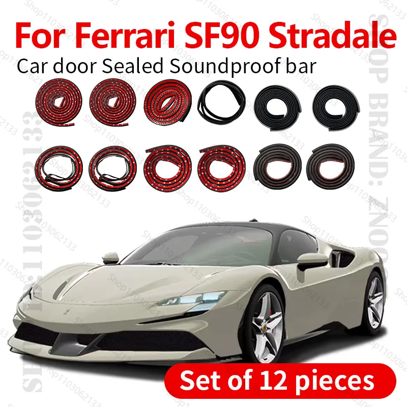 

For Ferrari SF90 Stradale Car Door Seal Strip Rubber Double Layer Sealing Protector Soundproof Strip Dustproof Seal Strip 12PCS