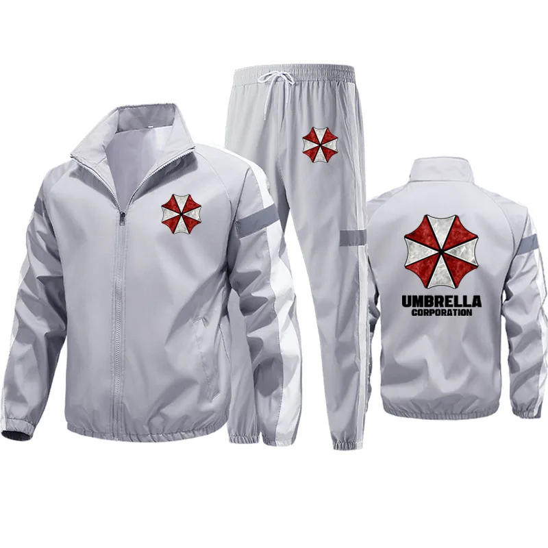 Outdoor Men\'s sportswear set (Jacket + Sweatpants) umbrella corporation print Zip-up Tracksuit Branded men\'s sweatshirt set