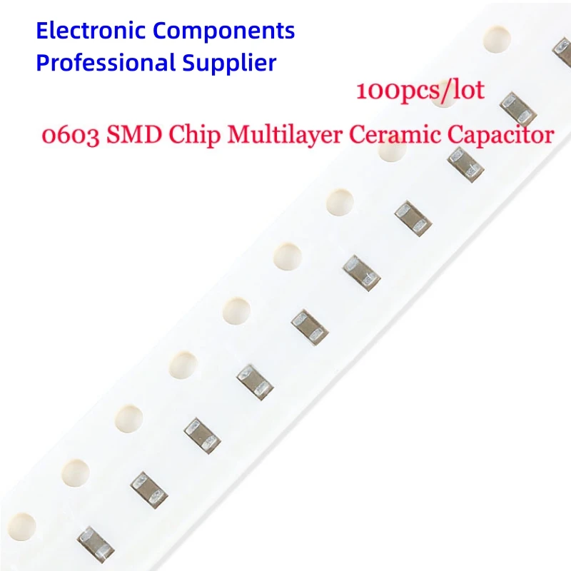 100pcs 0603(1608) 100NF 0.1UF SMD Chip Multilayer Ceramic Capacitor 104K 10% 50V  CC0603KRX7R9BB104  CL10B104KB8NNNC  0603B104K5