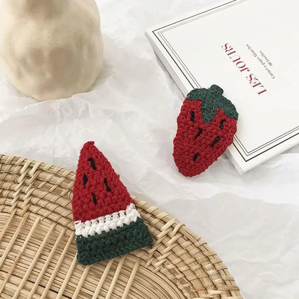 محبوك أفخم الكرتون الفاكهة دبابيس الشعر لطيف التطريز الملونة الأطفال مشبك شعر الاطفال اكسسوارات الشعر