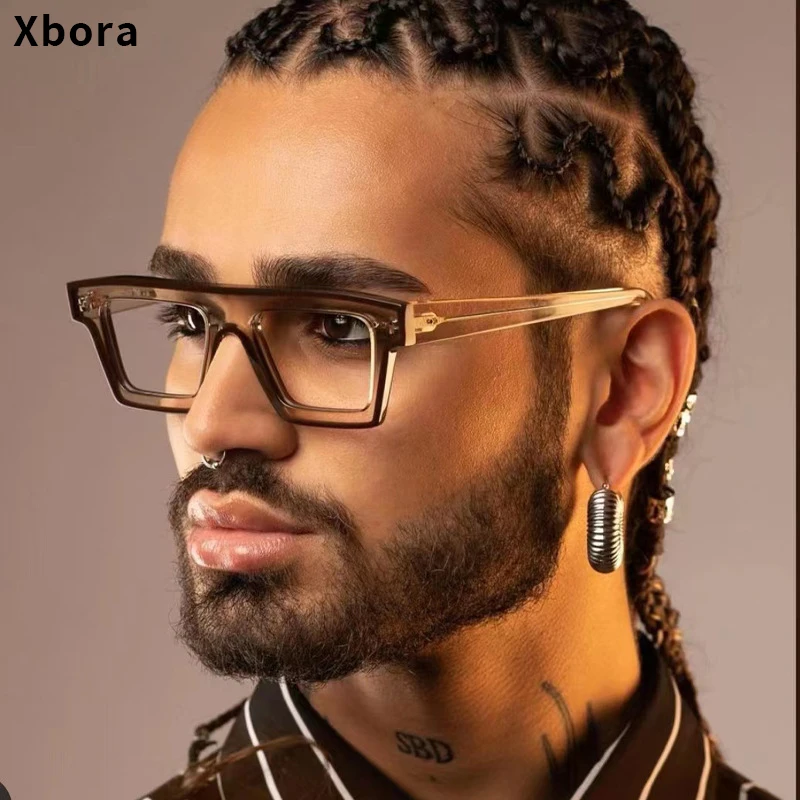 

Xbora New Retro TR90 Square Glasses Frame Men's Personalized Decorative Glasses Women's Optical Prescription Eyeglasses 5002