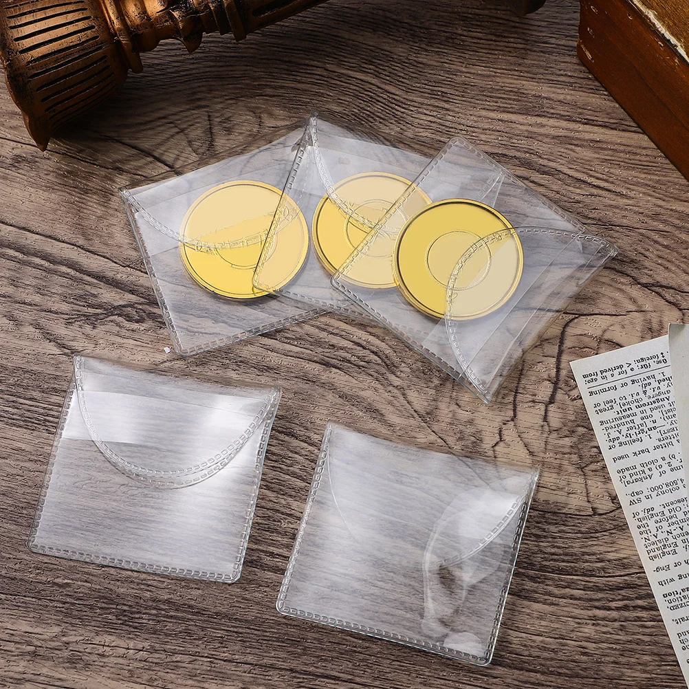 50 قطعة حامل العملات المعدنية الأكمام البلاستيكية حماة شفافة للعملات المعدنية تخزين عرض الحقائب البلاستيكية الفردية طوابع المجوهرات شارات #2