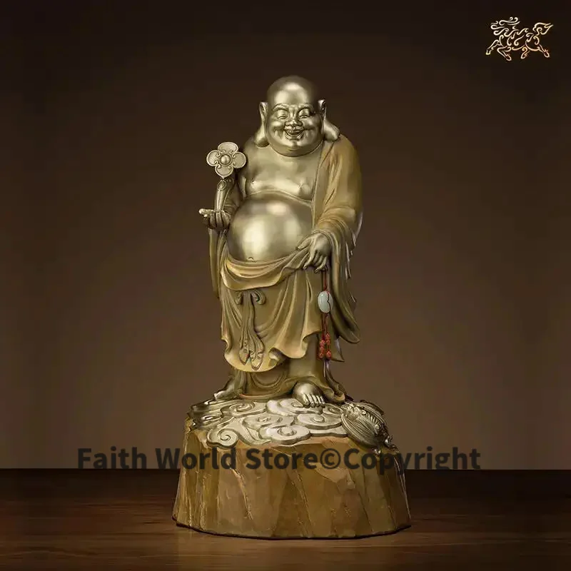 high grade Maitreya God of wealth buddha statue HOME SHOP Company Efficacious Talisman Money Drawing Bronze Sculpture art