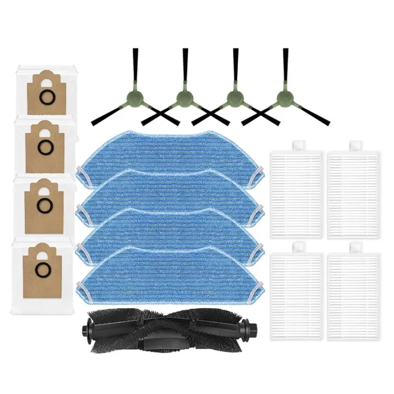 TCF 17PCS Vacuum Replacement Kit for Lefan M2 PLUS M2S PRO Main Side Brush HEPA Filter Mop Cloth Dust Bag