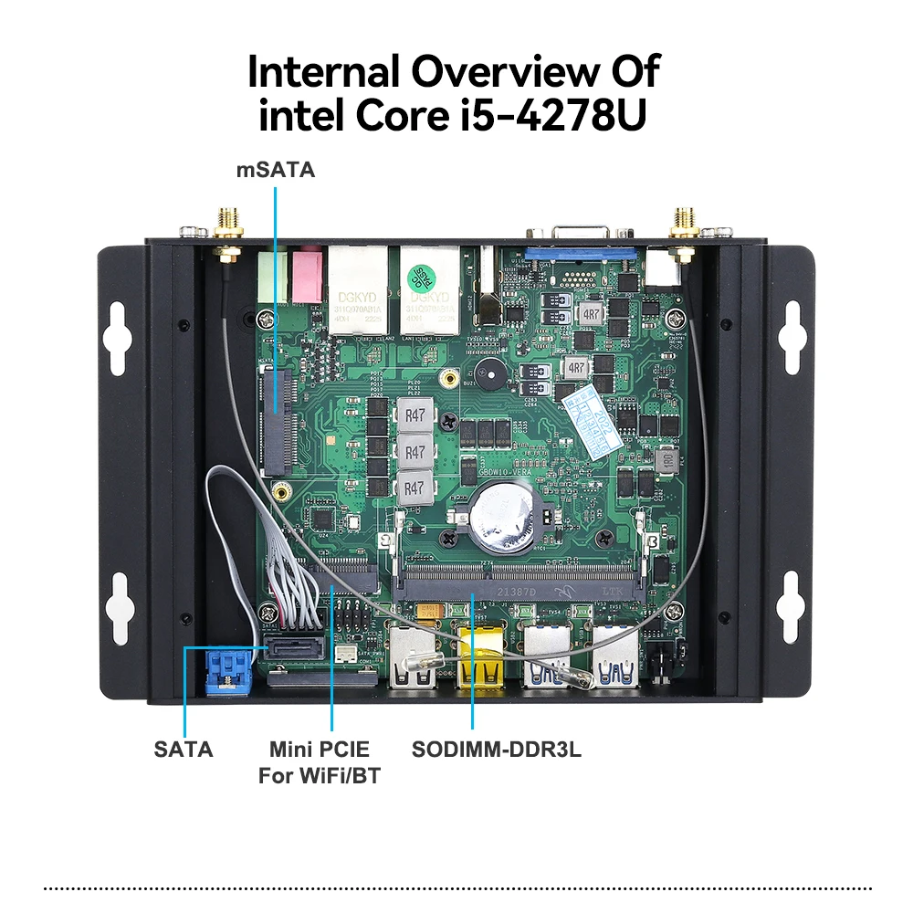 Imagem -04 - Xcy-mini pc Fanless Intel Core i5 7287u 2x Db9 Rs232 2x Gbps Lan 8x Usb Hdmi Vga Suporte Wifi 4g Lte Windows Ubuntu 7287u