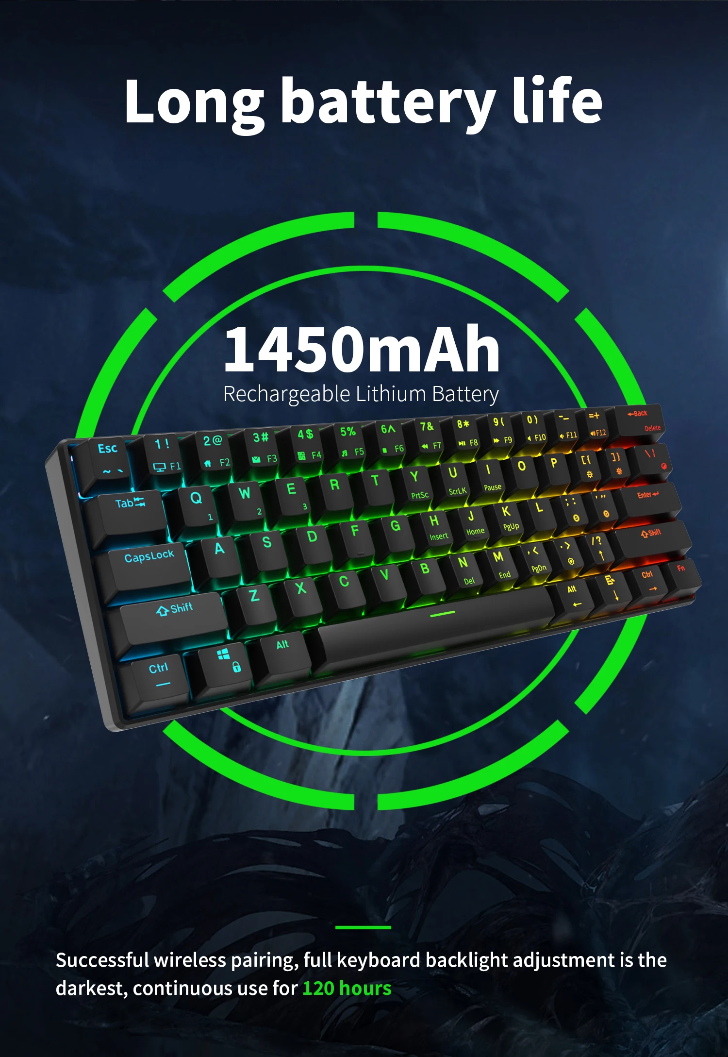 RK ROYAL KLUDGE RK61 Tri-mode BT5.0/2.4G/USB Mechanical Keyboard 60% 61 Keys RGB Hot-swappable Bluetooth Wireless Gamer Keyboard