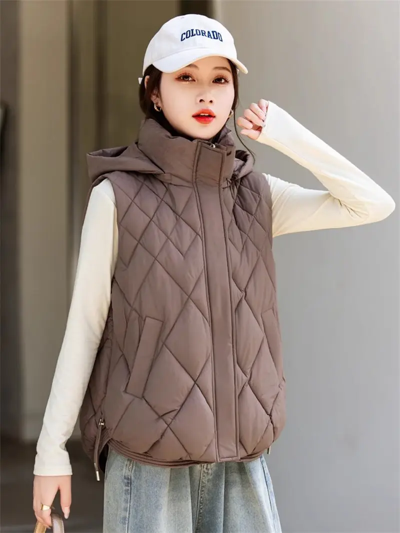 New Autumn And Winter Detachable Hat Down Cotton Vest Short Jacket Korean Version Loose Fit  Fashionable Women's Waistcoat K2640