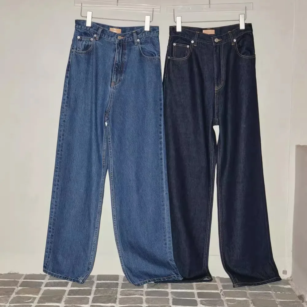 

High Waist Loose Straight Leg Jeans Cotton Denim Waed Casual Women's Premium Faion Autumn New Arrival Vintage Blue