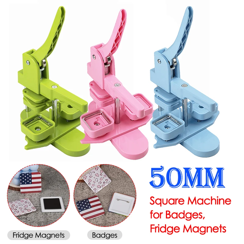

Rotating Type 50mm Square Badge Button Maker Machine for DIY Making Square Badges,Fridge Magnets,Refrigerator Stickers