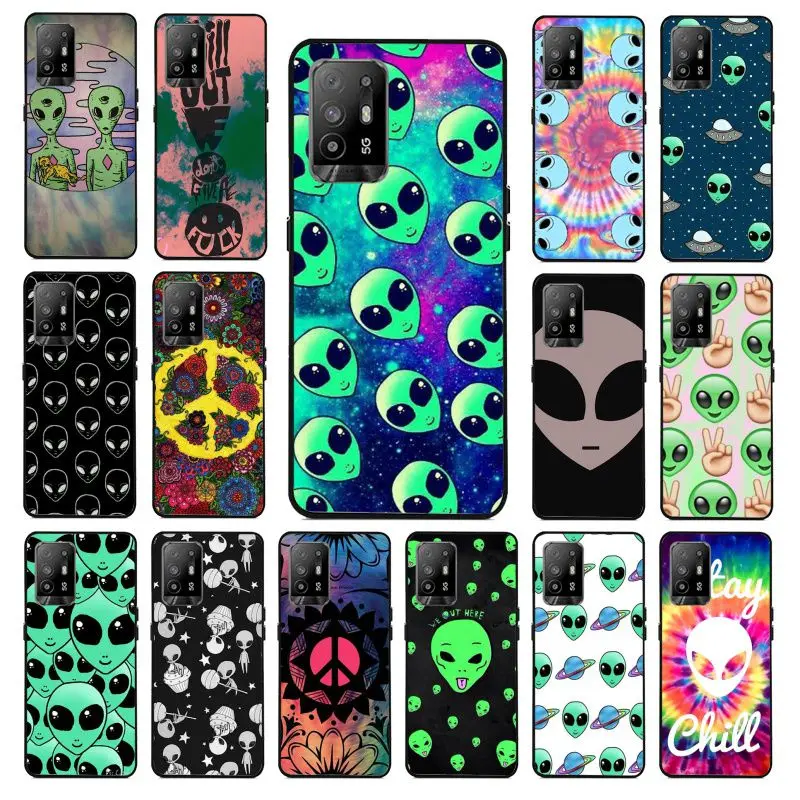 Hippy Hippie Psychedelic Art Alien Peace Phone cover For OPPO A74 A78 A94 A98 A54 A72 5G A57 A96 A53S 4G A9 A73 A53 2020 Cases