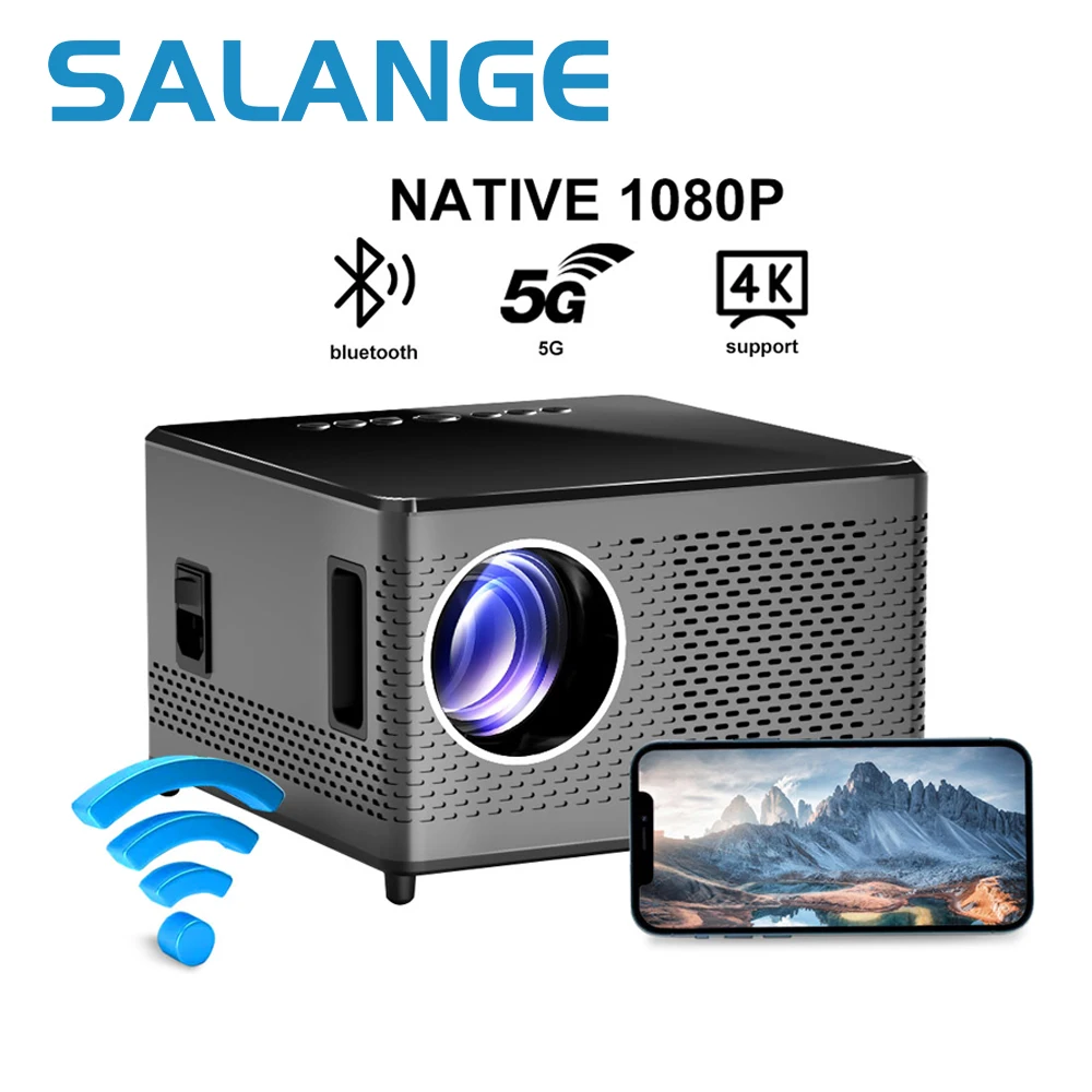 

Salange Native 1080P Projector Mini LED 4K Bluetooth Android 7200 Lumens Dual 5G WiFi Video Beamer Home Theater for mobile phone