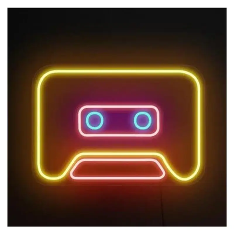 Cassette Tape Neon Sign For Music Bedroom Bar Beer Man Cave Room Home Wall Art Decor Night Light USB Powered 40cmx28cm