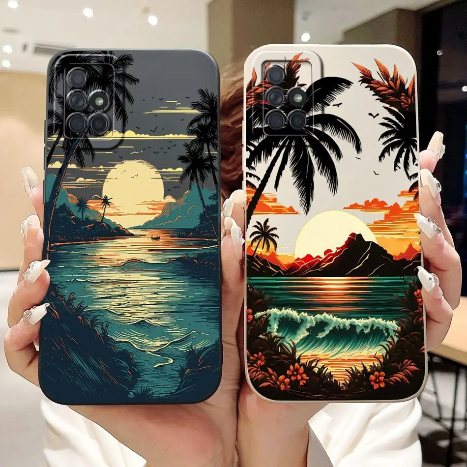 For Samsung Galaxy A71 A51 4G Fashion Dusk Beach Painting Phone Case For Samsung A51 A71 4G Soft Silicone Shockproof Cases