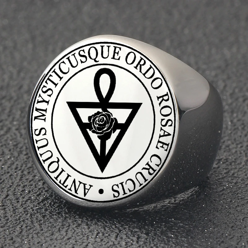 hot selling Ordem Rosacruz AMORC Ring Ordo Rosae Crucis Antiquus Mysticusque Amulet Talisman Laser Cut Stainless Steel Rings