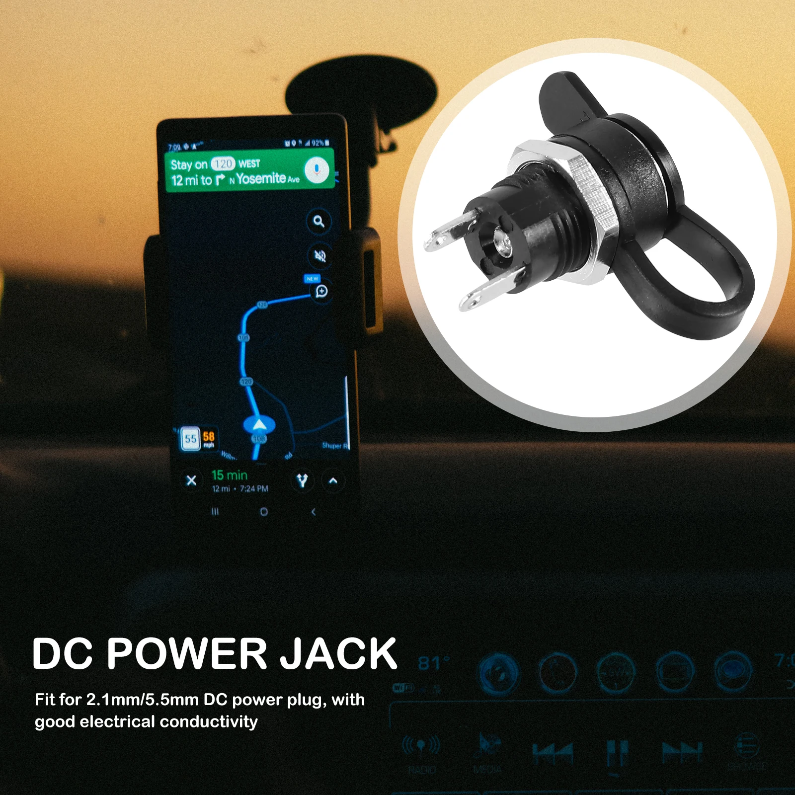 

24pcs Dc Power Jack Connectors Waterproof Cover Threaded Socket Panel Mount Adapter Durable Copper Plastic For Electronic