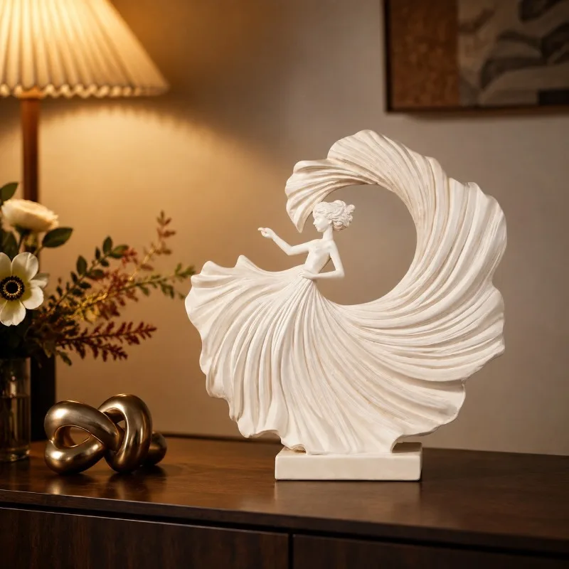 Elegant Dancing Muse Resin Figurine High‑End Light Luxury Creative Ornament for Living Room Home Tabletop Decor home decor