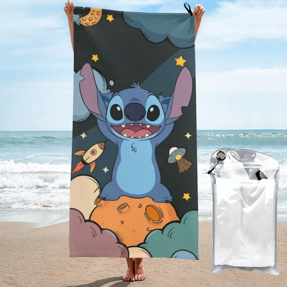 Kawaii Stitch Cartoon Merchandise Sand Free Towel Summer Water Absorbing Towel Sandproof Quick Dry Surf Towels