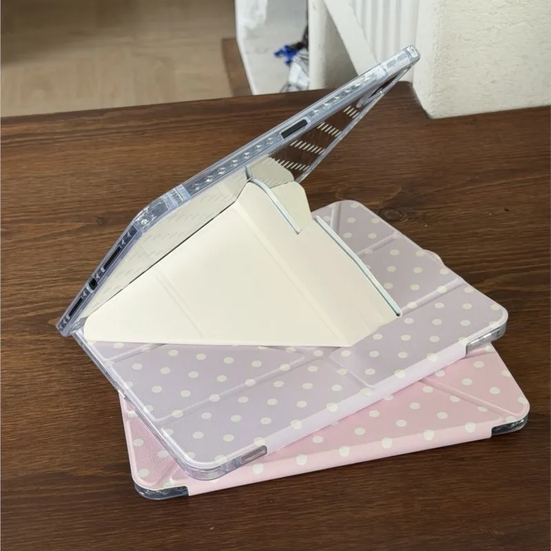 Korean INS Polka Dots Tablet Case For iPad 10th Gen 10.9 2022 Air6 Air7 Air8 11 13 M2 M3 M4 A16 2025 A19 Minimalist Stylish Case