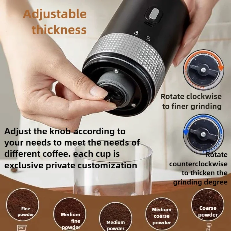 가정용 휴대용 커피 머신 전기 커피 그라인더 신선한 손으로 양조 커피 자동 그라인더 세라믹 코어