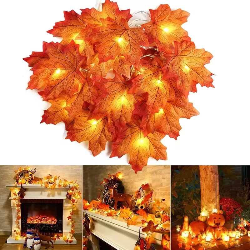 

3M 20LED Artificial Maple Leaves LED String Light Fairy Garland Halloween Party Christmas Decoration for Home Thanksgiving Gift