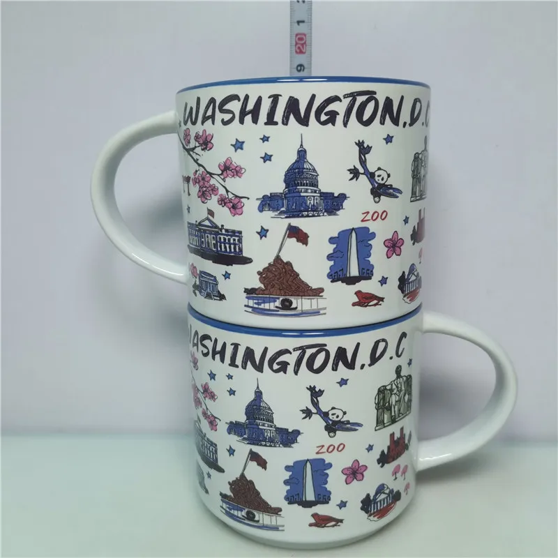 

Washington Capital Tourism Memorial Ceramic Mug without Lid Letter Pattern White House Travel Souvenir Cup Chinese Made