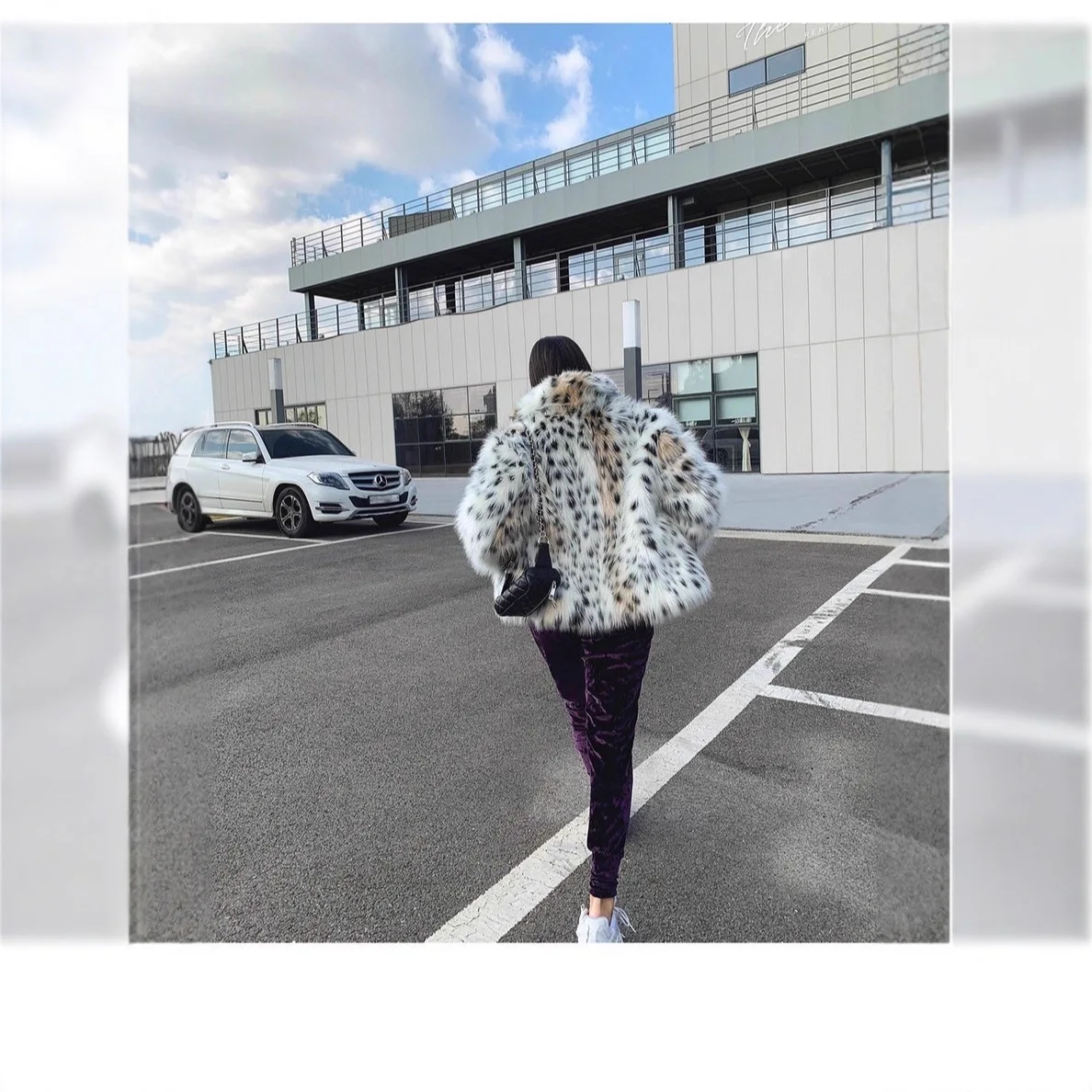 Nova impressão de leopardo mulheres pele para baixo jaqueta cor combinando senhora jaqueta de pele artificial elegante inverno pele de raposa casaco curto para o sexo feminino