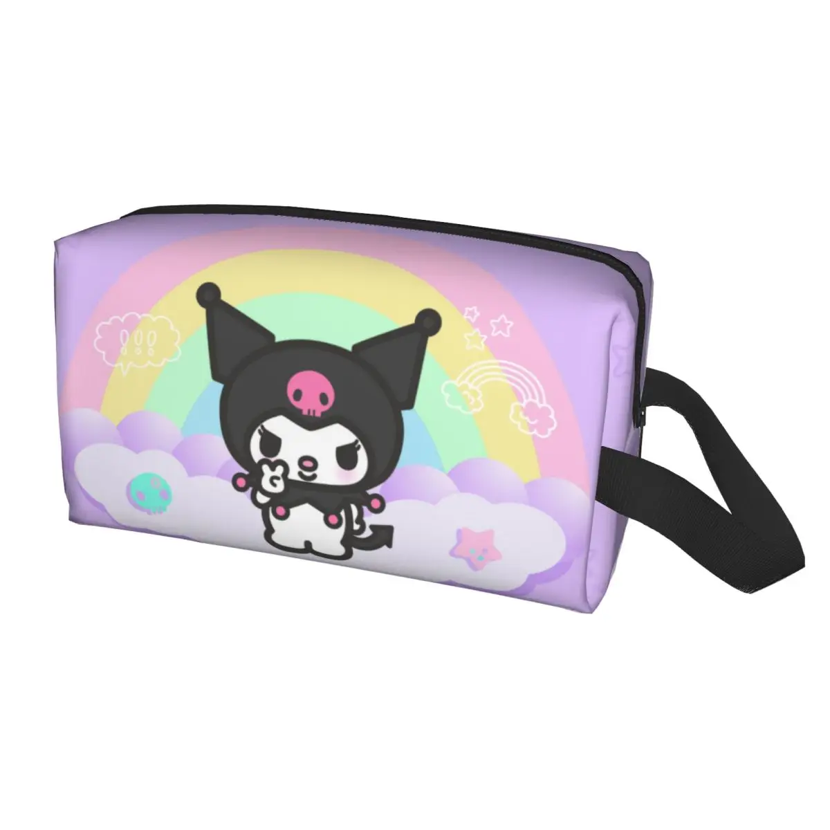 Custom Cartoon Kuromi Skull Travel Cosmetic Bag for Women Rabbit Anime Makeup Toiletry Organizer Ladies Beauty Storage Dopp Kit