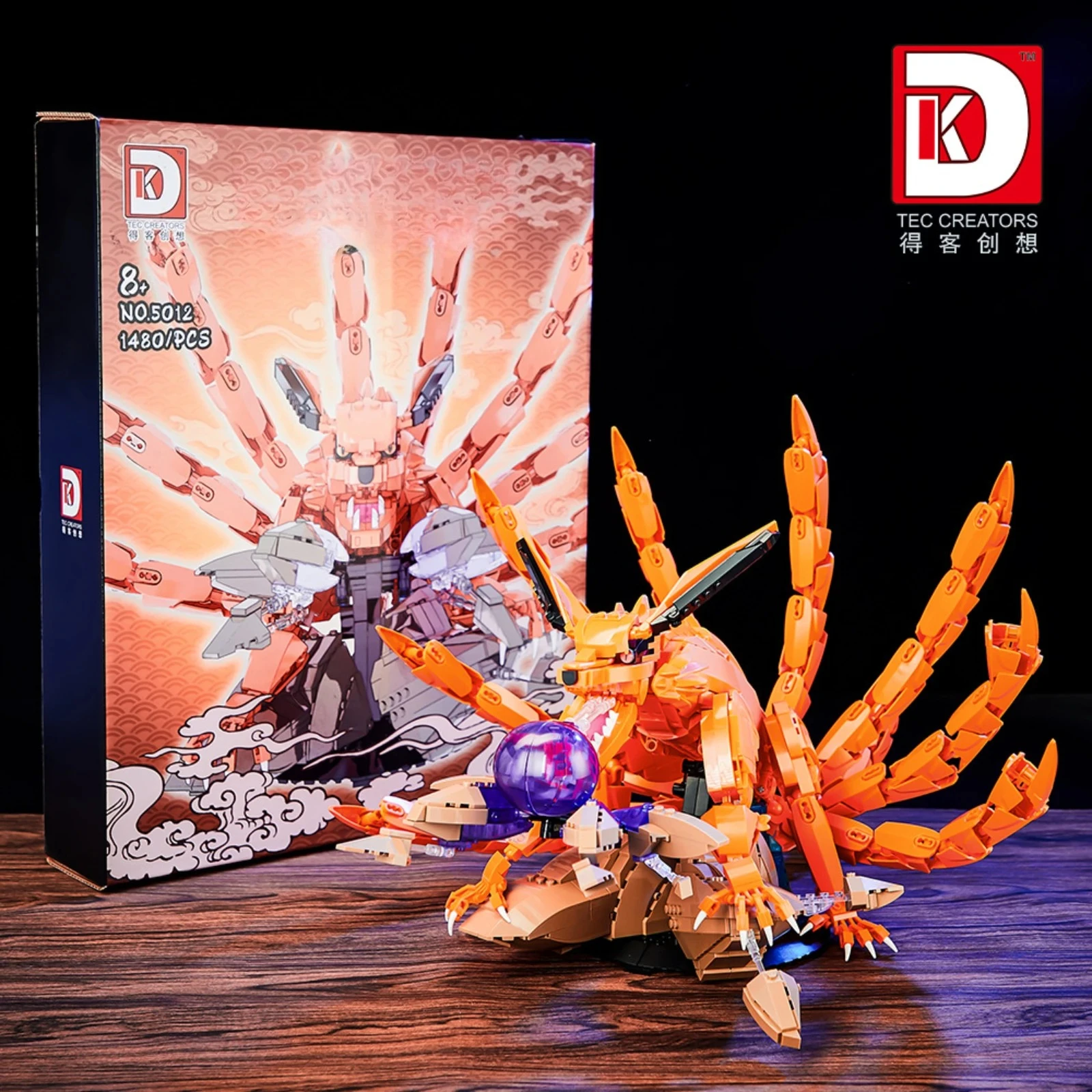 1480PCS MOC Orange Tailed Beast Famous Anime Film Character Small Particle Building Blocks Collectible Model Toy Gift Set DK5012