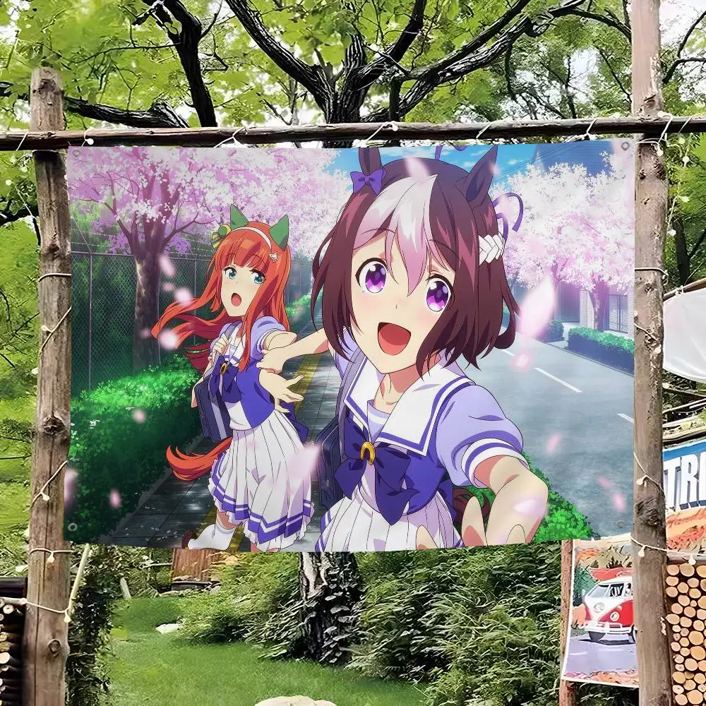 Uma Musume Pretty Derby Creative Pattern Hanging Flag Polyester Printed Banner Hand Pulled Flag