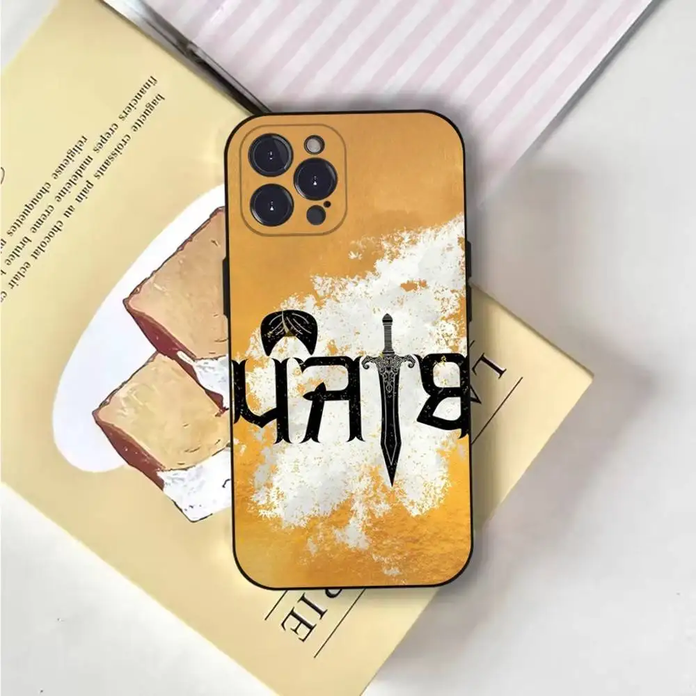 حافظة هاتف بخريطة البنجاب لهاتف آيفون 17,16,15,14,13,12,Pro,Max,Plus,E,SE4,Air,غطاء ناعم أسود صغير