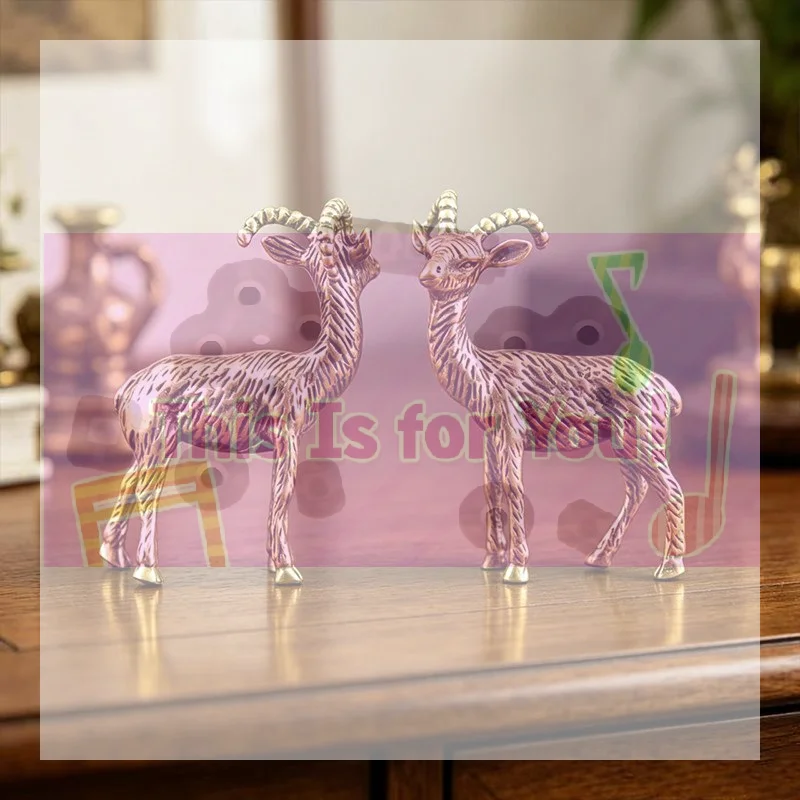 【MA】Solid Brass Body Zodiac Sheep Statue Sheep Animal Frame Tabletop Ornament Auspicious Implication