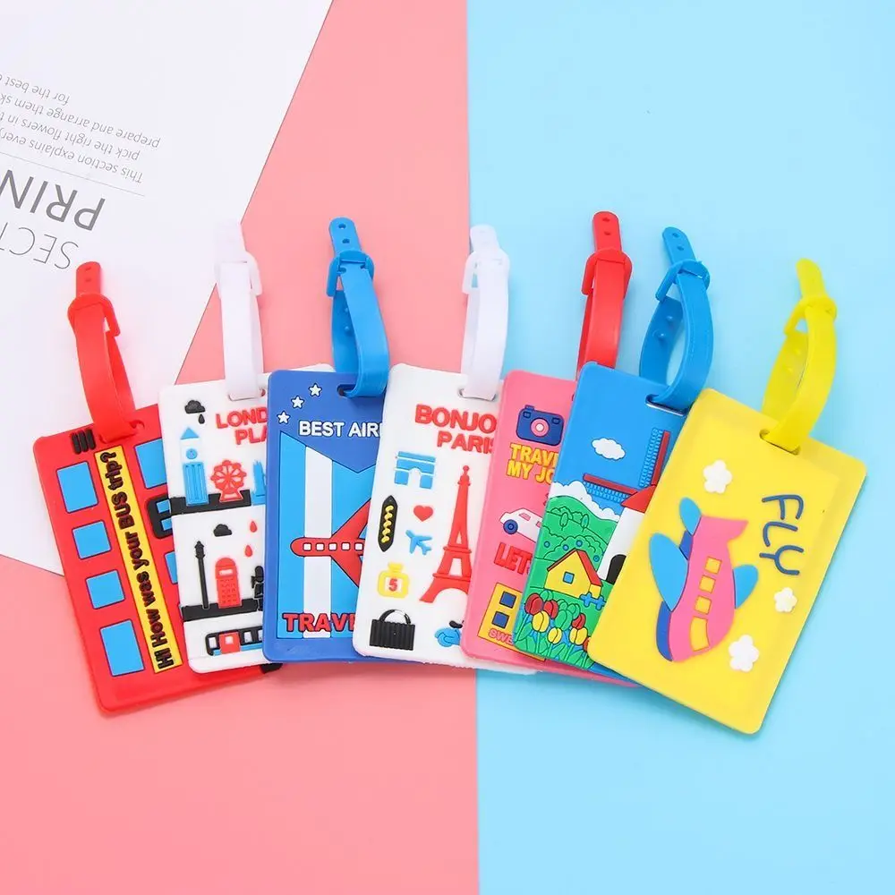 Reusable Travel Luggage Tags Suitcase Baggage Labels With Ropes Bag Tag Aeroplane Name Address Suitcase ID Labels