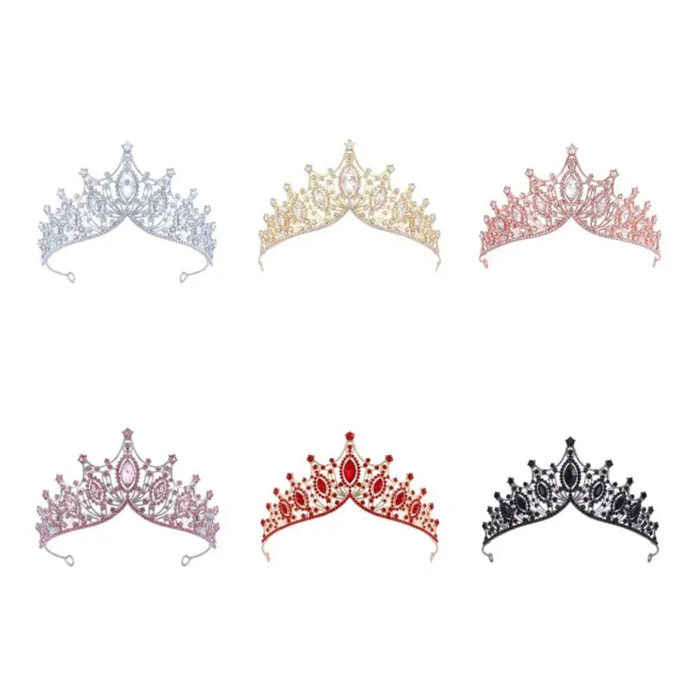 Błyszcząca barokowa korona Vintage złote ozdoby do włosów księżniczka Tiara nakrycia głowy ślubna tiara do włosów Rhinestone korona dla nowożeńców