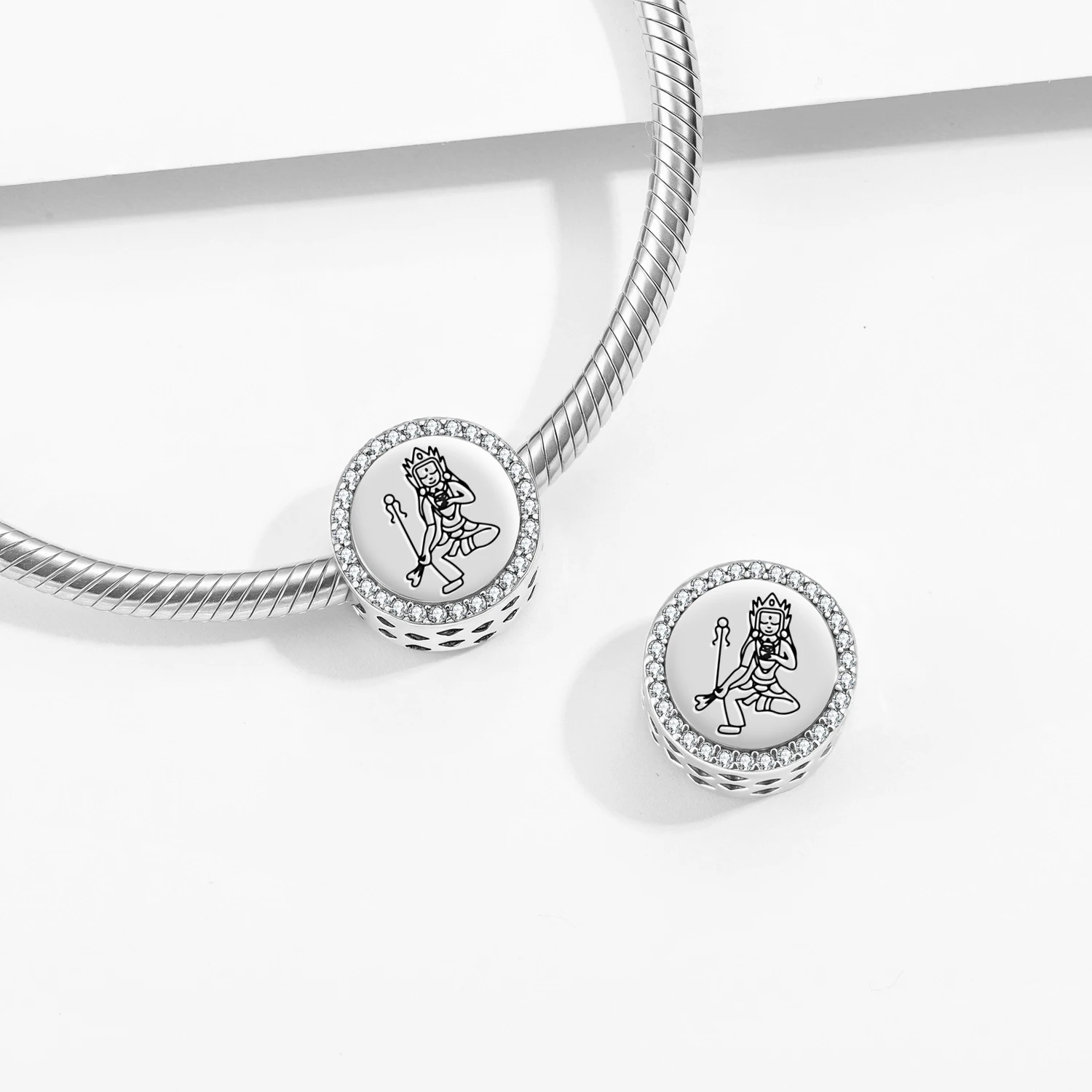 

Buddhist Gods Symbols Mandarava 925 Sterling Silver Charm Bead DIY Bracelet Jewelry Gift