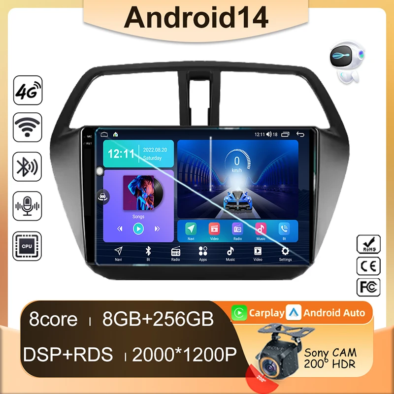 Android For Suzuki SX4 2 S-Cross 2012 - 2016 Car Radio Multimedia GPS Player 5G Auto Video Navigation Carplay 2Din Stereo WIFI