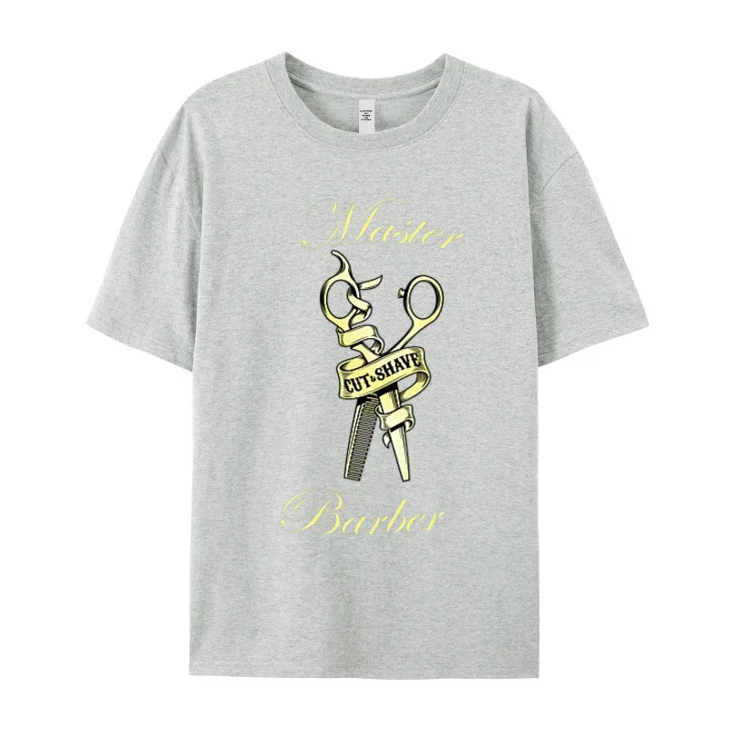 BARBER SHOP Shirt Master Barber T-Shirt Funny Short Sleeve Hip Hop Crew Neck All Cotton Tees Normal T-shirts Gift Idea Summer image 4