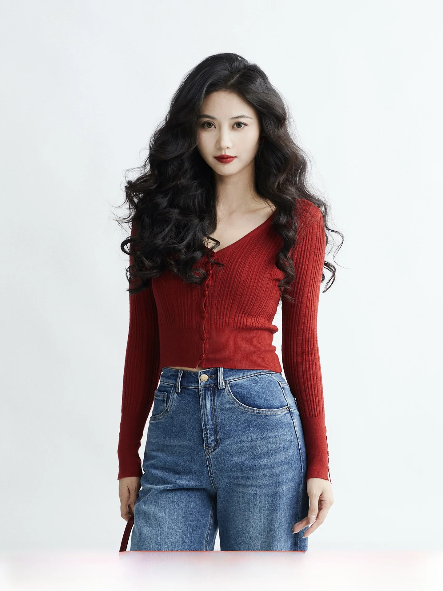 

TAIYANG OFFICE Women's V-Neck Knitted Cardigan Slim Fit Early Spring Shoulder-Length Long Sleeve Short Coat Casual Top