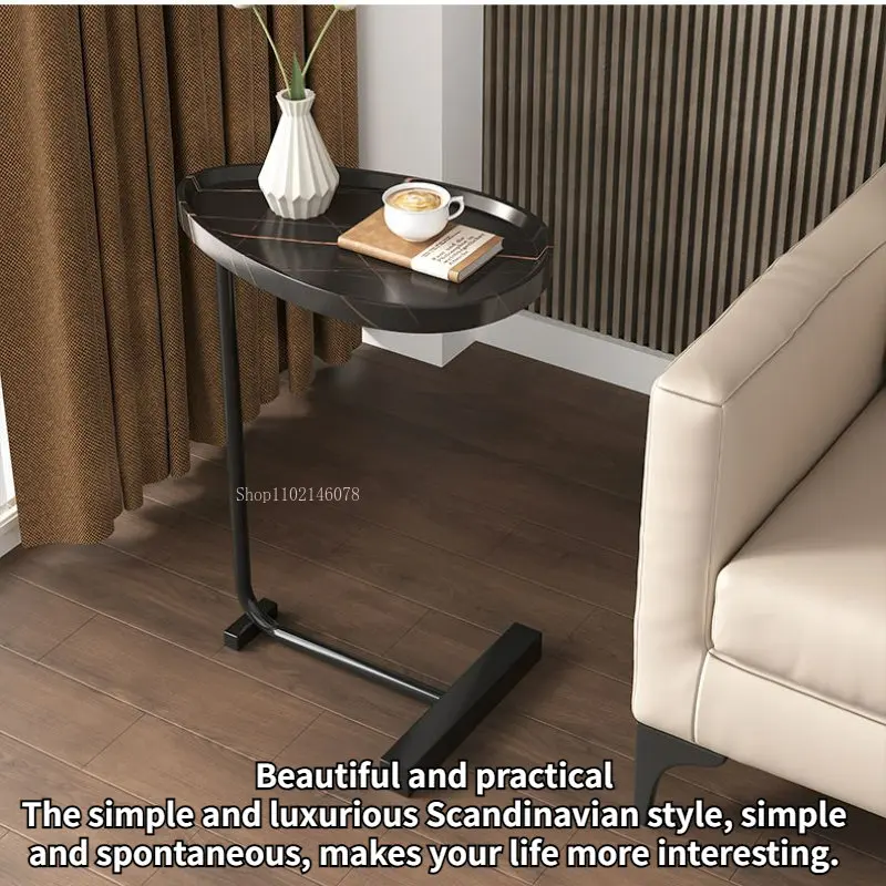 

Sofa Tray Table 63cm High Side Table Couches and Bed Snack Table for Living Room Bedroom Small End Table with Metal Frames Desk