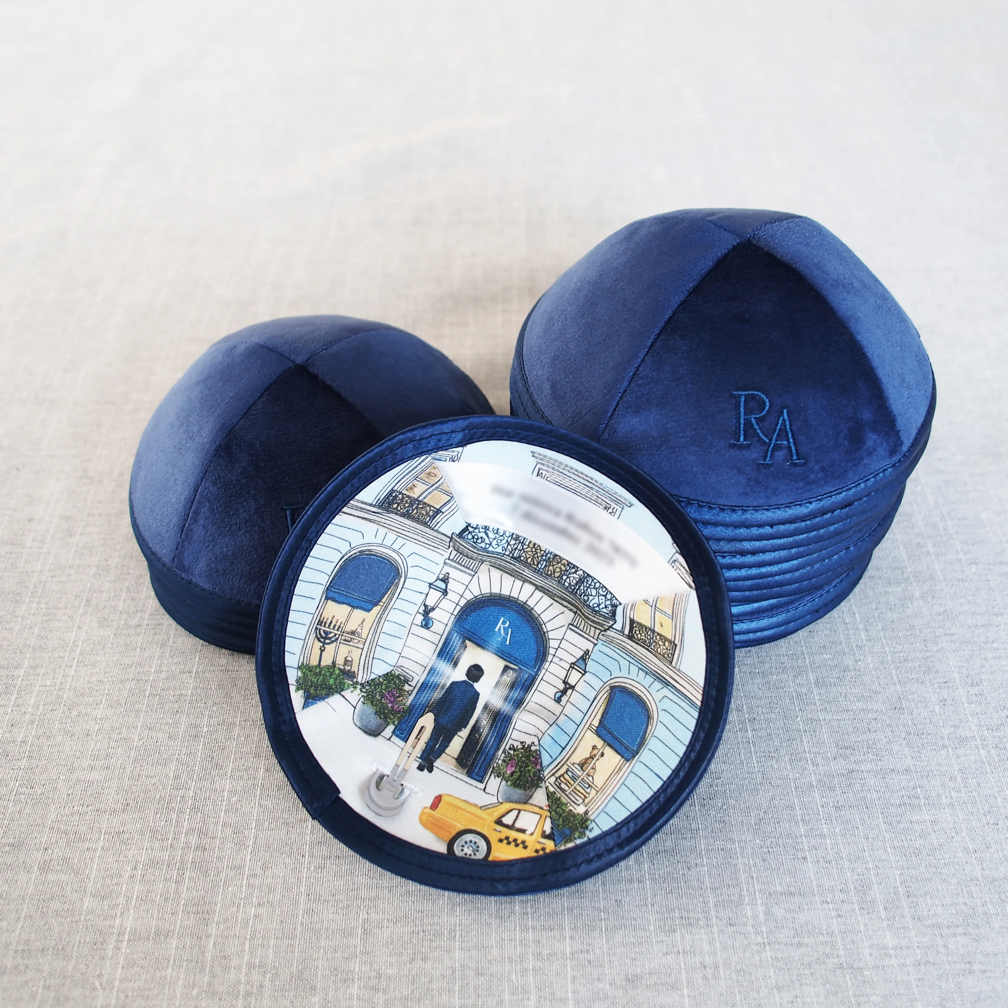 Custom embroidery. Custom digital printing. Jewish kippah | Custom Jewish wedding | Custom velvet
