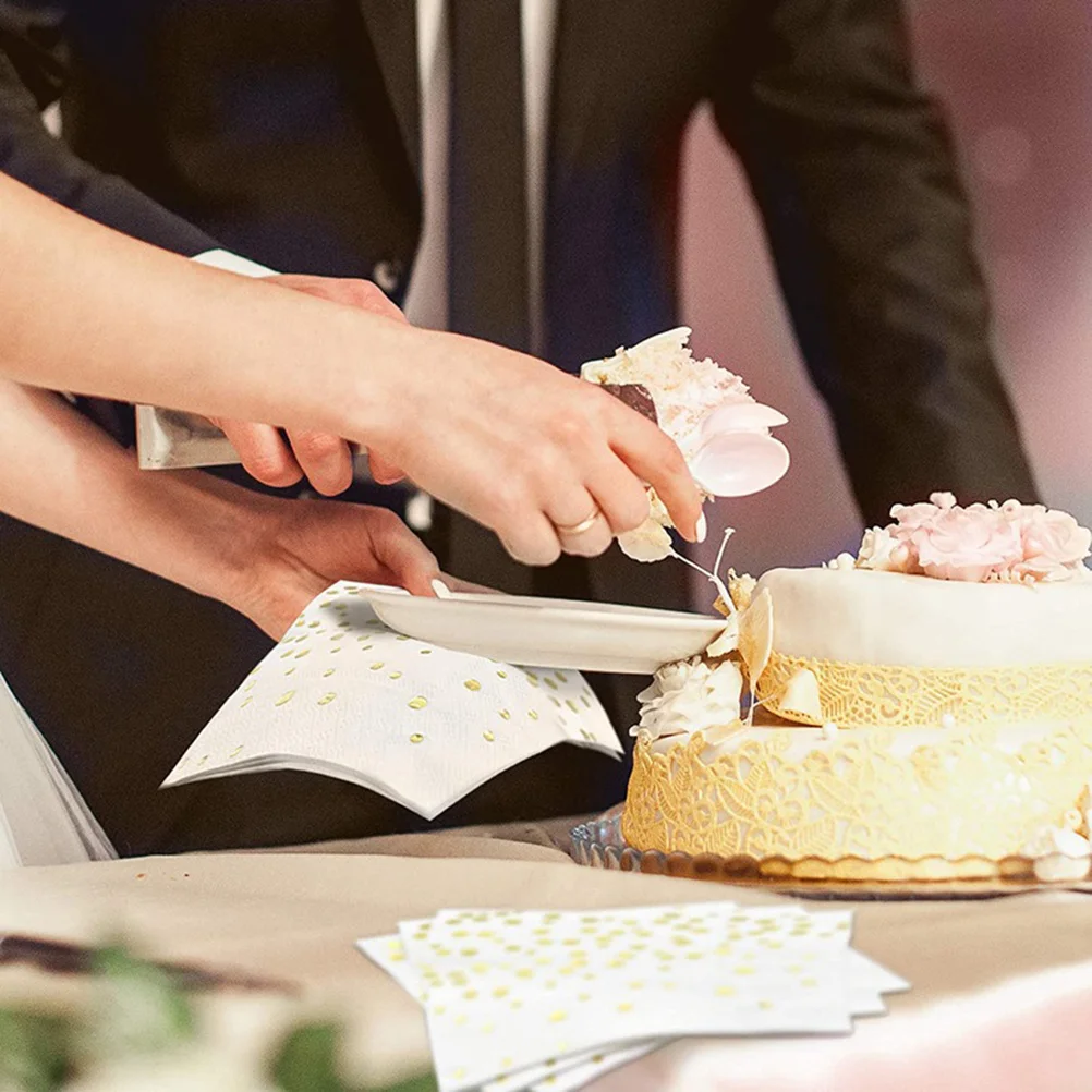 100 قطعة من المناديل الورقية المميزة لحفلات الزفاف وأعياد الميلاد وحفلات العشاء المطبوعة مناديل ورقية لامعة