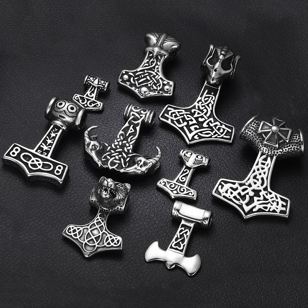 Stainless Steel Viking Norse Pendant for Necklace DIY Accessories Jewelry Making Findings Men Charm Supplies Punk Axe