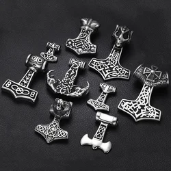 Stainless Steel Viking Norse Pendant for Necklace DIY Accessories Jewelry Making Findings Men Charm Supplies Punk Axe