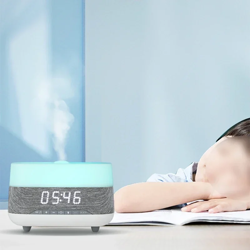 Essential Oil Aroma Diffuser Air Humidifier 300ML Ultrasonic Mist Maker Night Light Bluetooth-Compatible Audio Alarm Clock Home