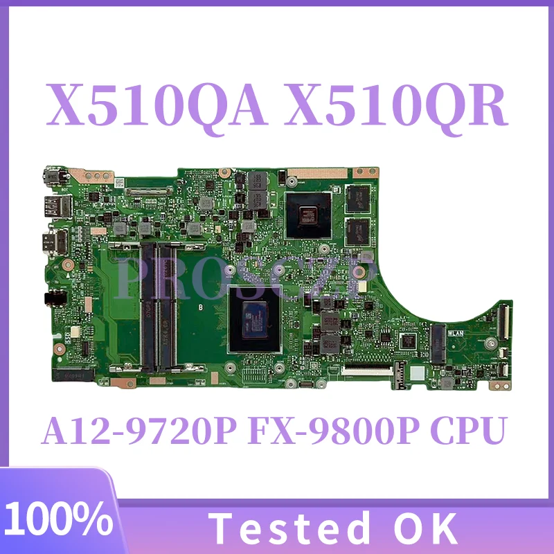 

X510QR For Asus X510QA X510QR A510QA F510QA F510QR Laptop Motherboard with A12-9720P FX-9800P CPU Mainboard 100% Tested OK