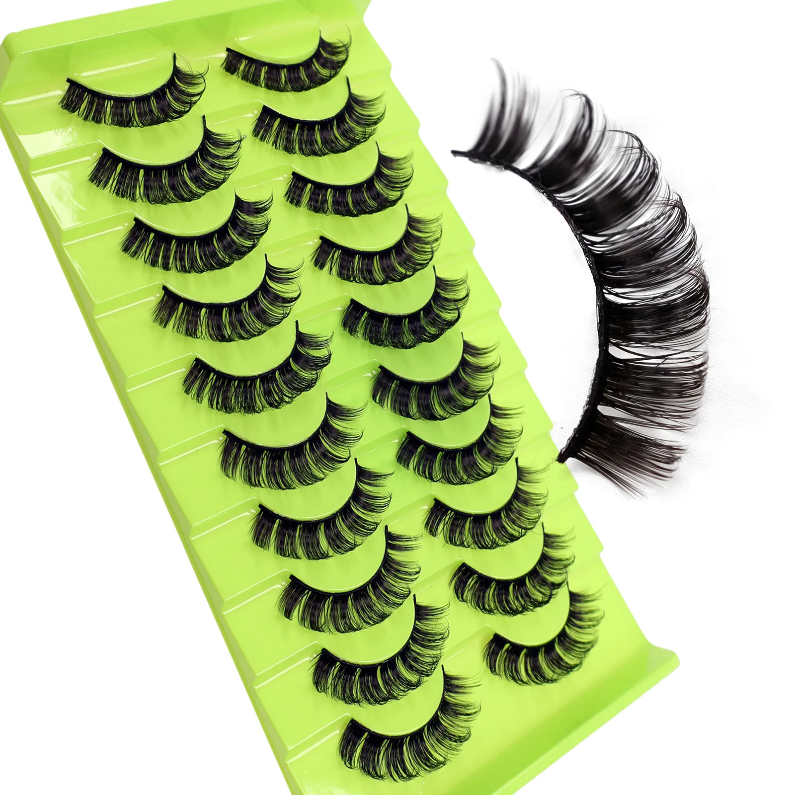 10 أزواج من أدوات تجعيد الرموش الصناعية الروسية، شعر كثيف ثلاثي الأبعاد