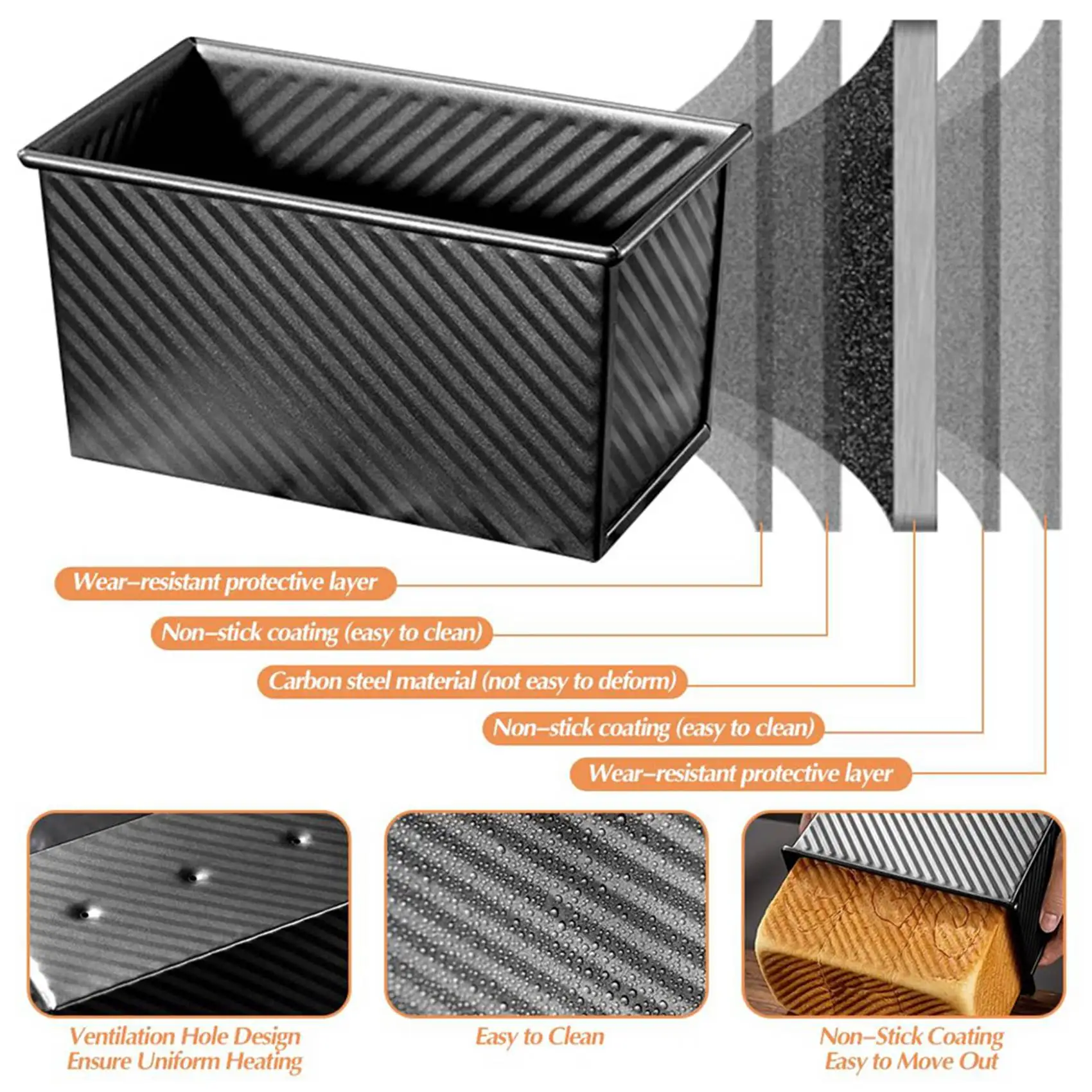 

Доставка за 24 часа: 2 формы для выпечки хлеба с крышкой, форма для выпечки тостового хлеба с крышкой, форма для тостового хлеба с кисточкой для масла, форма для хлеба