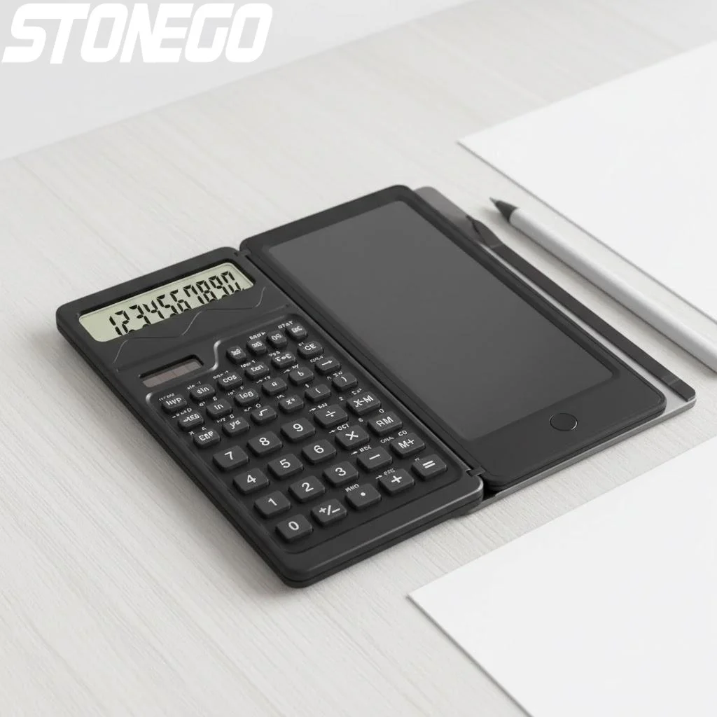 

Солнечный складной калькулятор с блокнотом для записей для научно-технического образования, портативный настольный офисный инструмент
