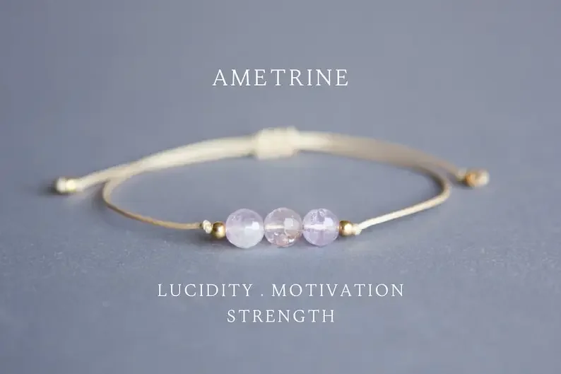 Ametrine Gemstone Bracelet for Women Valentine’s Day Gift for Her March Birthstone